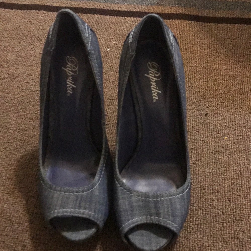 A semi jean high heel sandal